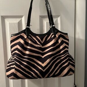 Coach Zebra Print Tote Bag in Black and Tan